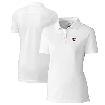 Women's Cutter & Buck White Cleveland Guardians DryTec Advantage Tri-Blend Pique Polo