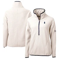 Women's Cutter & Buck Cream Chicago Cubs Cooperstown Collection Cascade Eco Sherpa Fleece Half-Zip Pullover Jacket