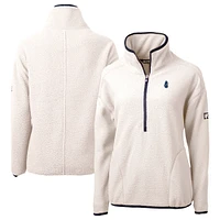 Women's Cutter & Buck Cream Chicago Cubs Cooperstown Collection Cascade Eco Sherpa Fleece Half-Zip Pullover Jacket