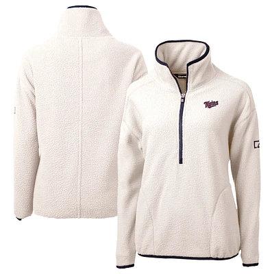 Women's Cutter & Buck Cream Minnesota Twins  Cascade Eco Sherpa Fleece Half-Zip Pullover Jacket