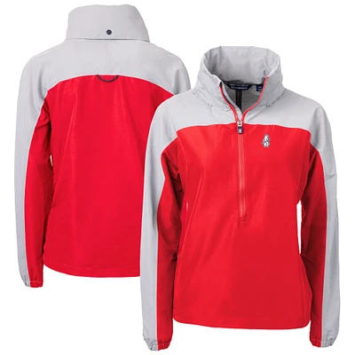 Women's Cutter & Buck Red Chicago Cubs Cooperstown Collection Charter Eco Recycled Half-Zip Anorak Jacket