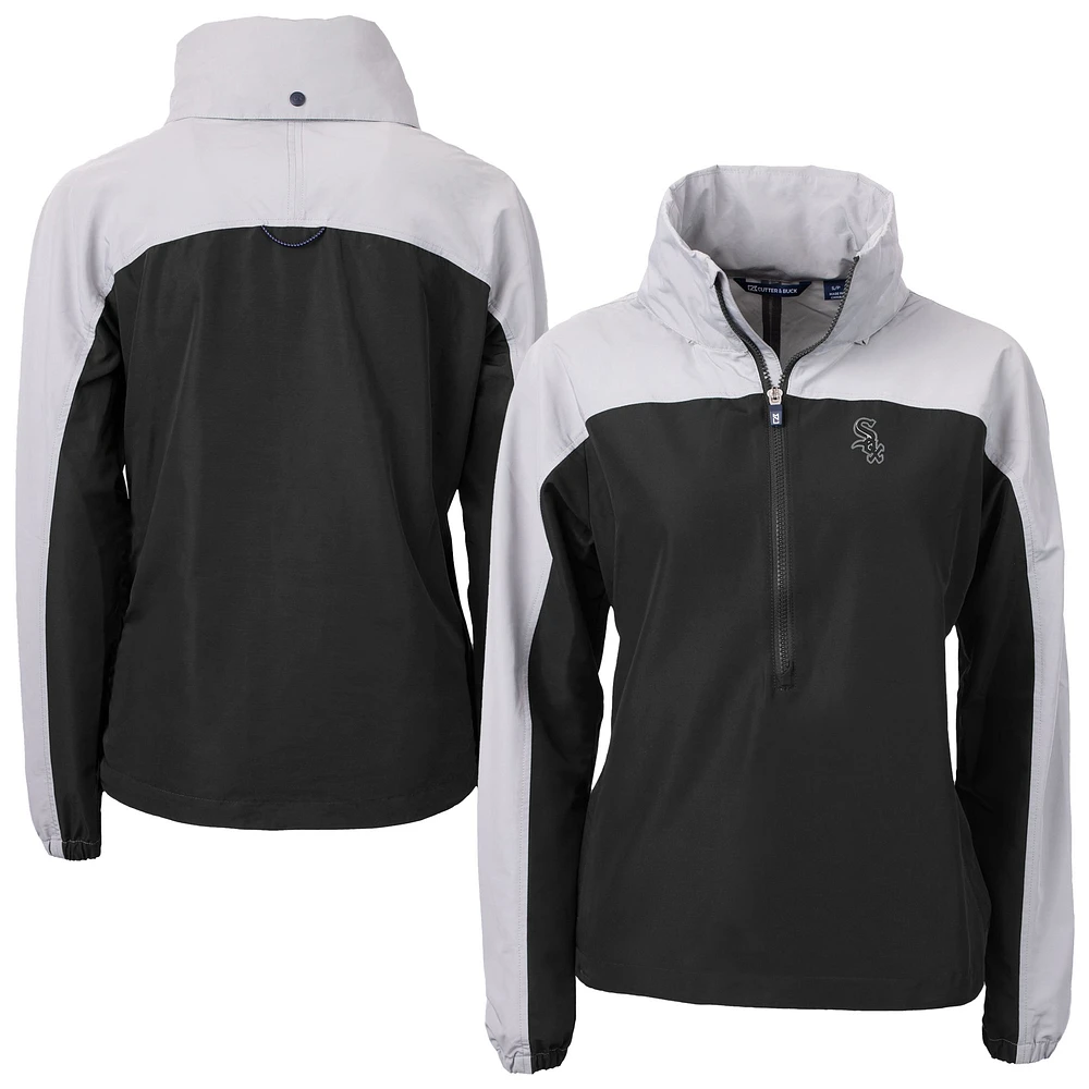 Women's Cutter & Buck Black Chicago White Sox Charter Eco Recycled Half-Zip Anorak Jacket