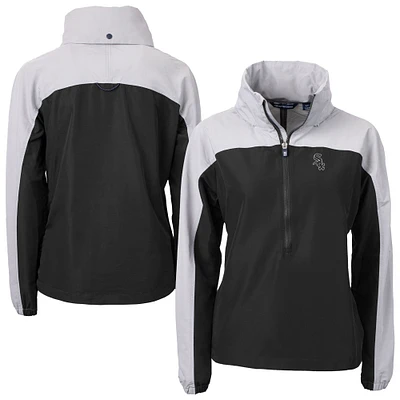 Women's Cutter & Buck Black Chicago White Sox  Charter Eco Recycled Half-Zip Anorak Jacket