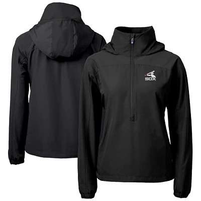 Women's Cutter & Buck Black Chicago White Sox Cooperstown Collection Charter Eco Recycled Half-Zip Anorak Jacket