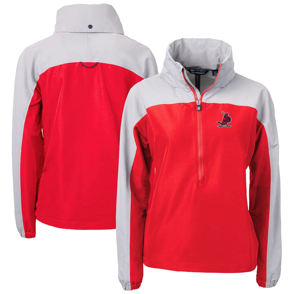 Women's Cutter & Buck Red St. Louis Cardinals Cooperstown Collection Charter Eco Recycled Half-Zip Anorak Jacket