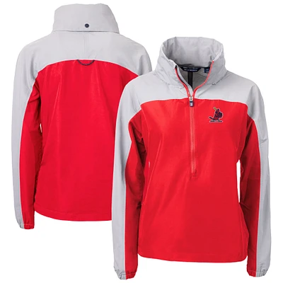 Women's Cutter & Buck Red St. Louis Cardinals Cooperstown Collection Charter Eco Recycled Half-Zip Anorak Jacket