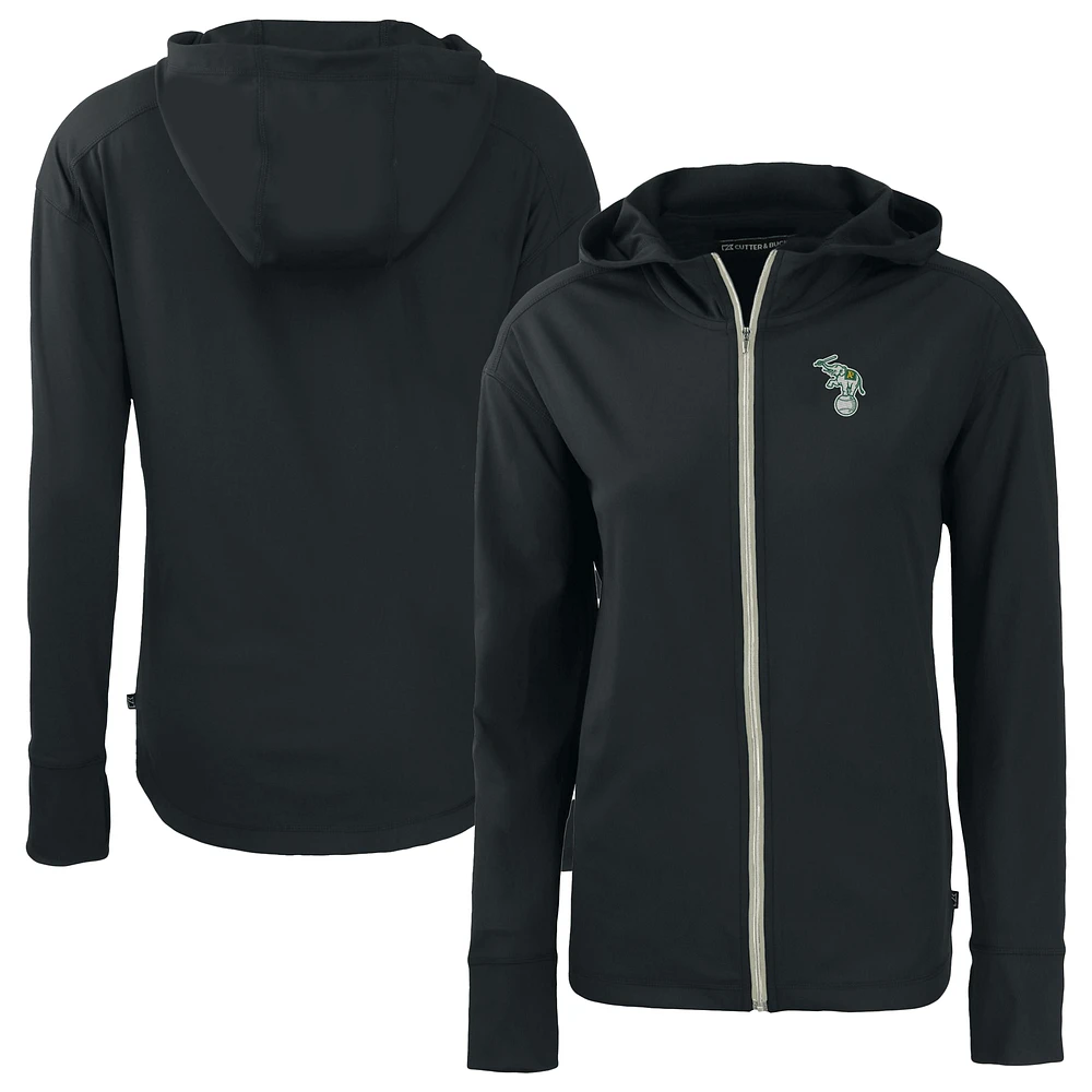 Women's Cutter & Buck Black Athletics Daybreak Eco Recycled Full-Zip Hoodie Jacket