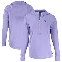 Women's Cutter & Buck Purple Colorado Rockies Daybreak Eco Recycled Half-Zip Hoodie