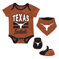 Newborn & Infant Mitchell Ness Texas Orange Longhorns 3-Pack Bodysuit, Bib and Bootie Set