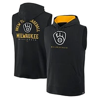 Men's Fanatics Black Milwaukee Brewers Fire Speed Sleeveless Pullover Hoodie
