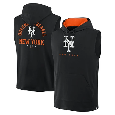 Men's Fanatics Black New York Mets Fire Speed Sleeveless Pullover Hoodie