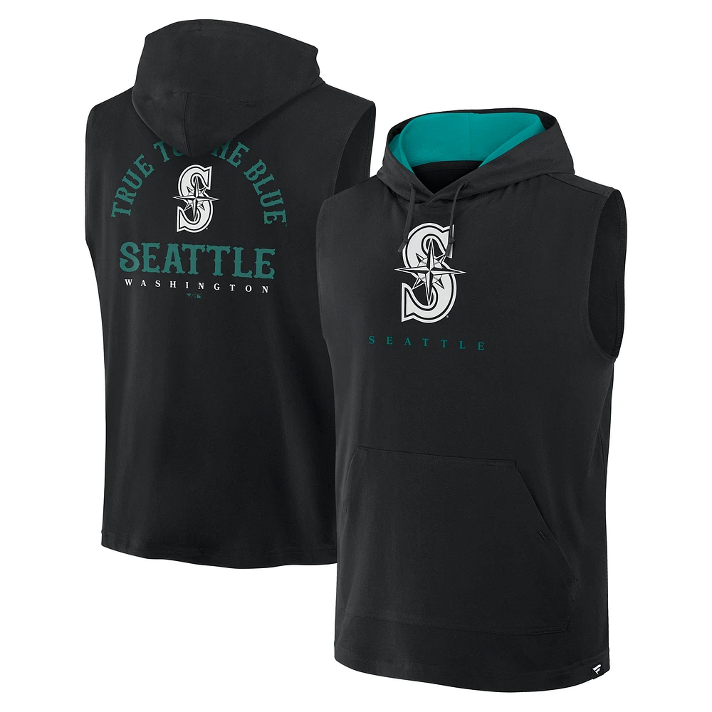 Men's Fanatics Black Seattle Mariners Fire Speed Sleeveless Pullover Hoodie