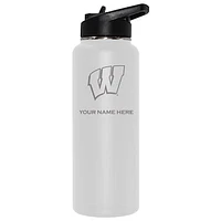The Memory Company White Wisconsin Badgers 34oz. Personalized Team Logo Direct Print Quencher Bottle