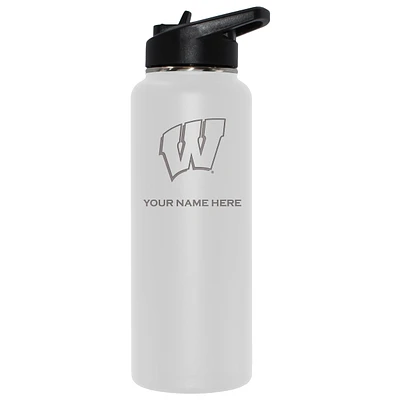 The Memory Company White Wisconsin Badgers 34oz. Personalized Team Logo Direct Print Quencher Bottle