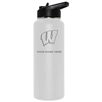 The Memory Company White Wisconsin Badgers 34oz. Personalized Team Logo Direct Print Quencher Bottle