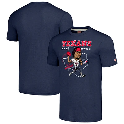 Men's Homage C.J. Stroud Navy Houston Texans Caricature Player Tri-Blend T-Shirt