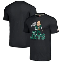 Men's Homage Aaron Rodgers Charcoal New York Jets Caricature Player Tri-Blend T-Shirt