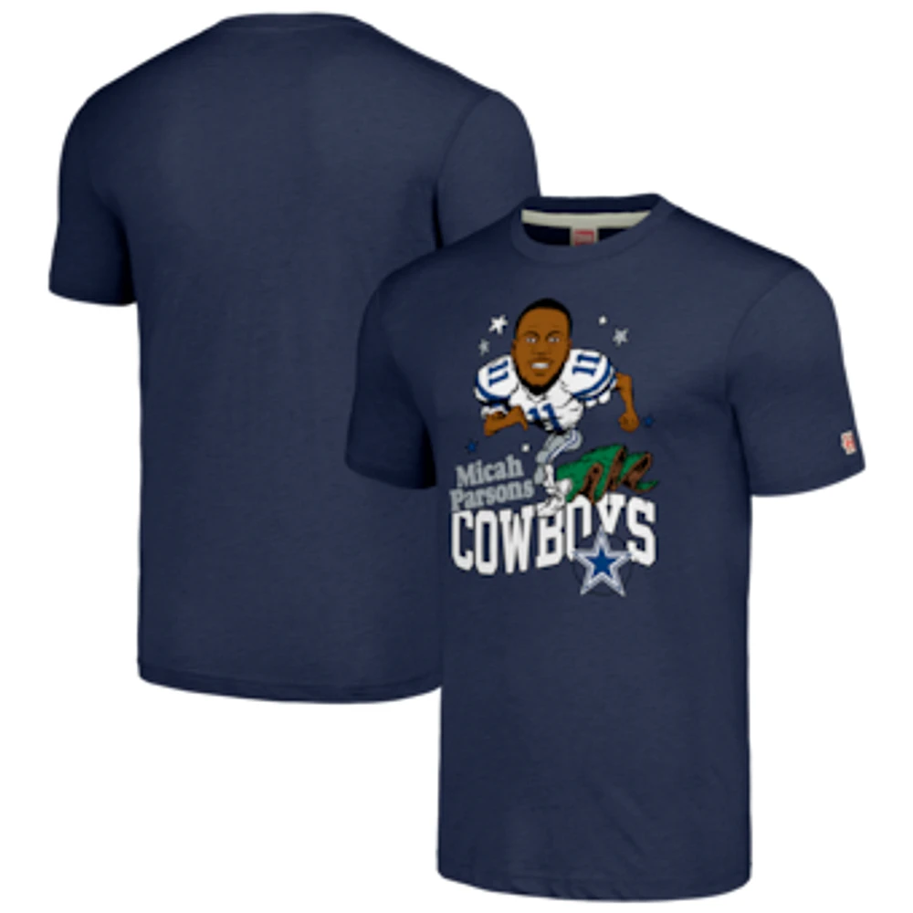 Men's Homage Micah Parsons Navy Dallas Cowboys Caricature Player Tri-Blend T-Shirt