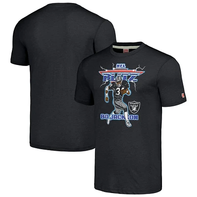 Men's Homage Bo Jackson Charcoal Las Vegas Raiders NFL Blitz Retired Player Tri-Blend T-Shirt