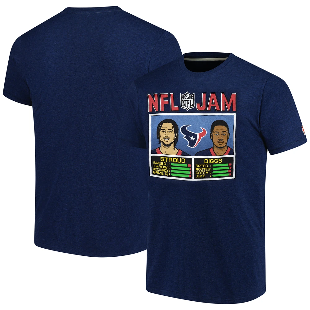 Men's Homage C.J. Stroud & Stefon Diggs Navy Houston Texans NFL Jam Tri-Blend T-Shirt