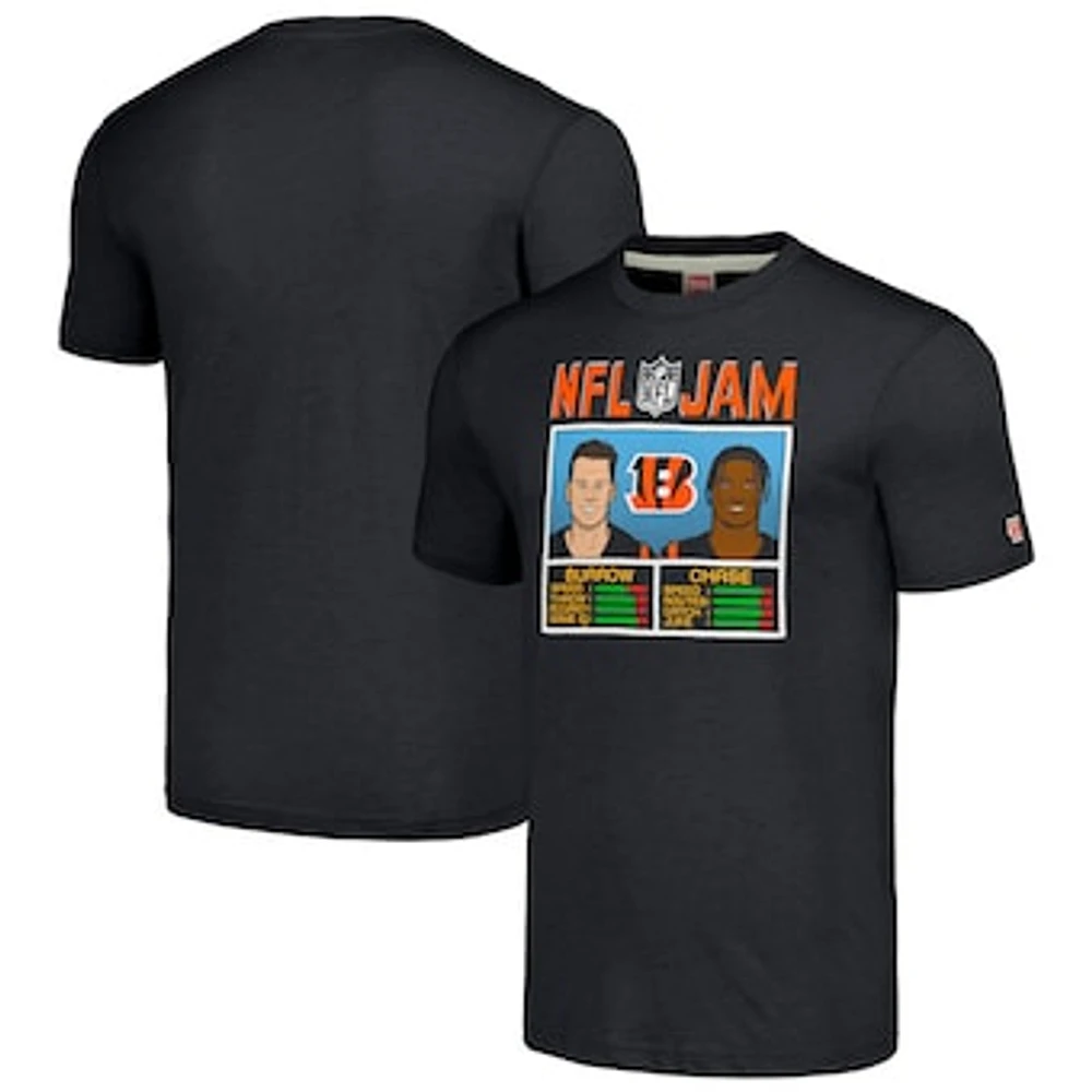 Men's Homage Joe Burrow & Ja'Marr Chase Black Cincinnati Bengals NFL Jam Tri-Blend T-Shirt