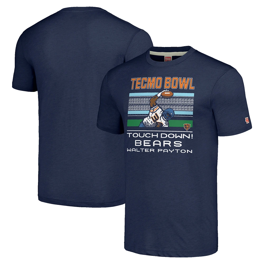 Men's Homage Walter Payton Navy Chicago Bears Tecmo Bowl Retired Player Graphic Tri-Blend T-Shirt