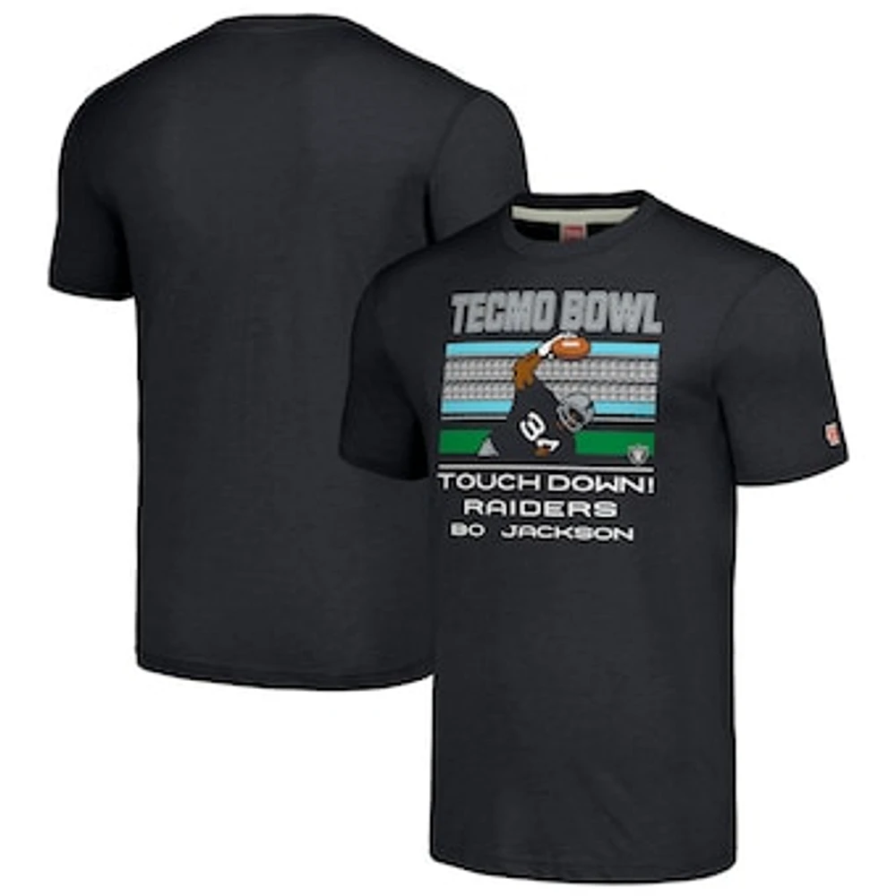 Men's Homage Bo Jackson Charcoal Las Vegas Raiders Tecmo Bowl Retired Player Graphic Tri-Blend T-Shirt