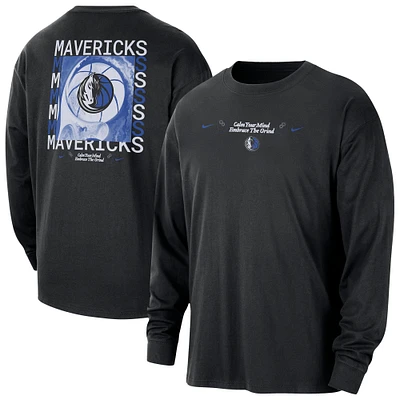 Men's Nike Black Dallas Mavericks Courtside Oversized Long Sleeve T-Shirt