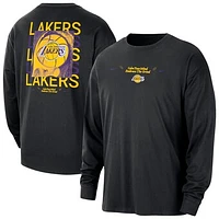 Men's Nike Black Los Angeles Lakers Courtside Oversized Long Sleeve T-Shirt