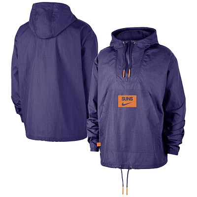 Men's Nike  Purple Phoenix Suns Courtside Premium Club Anorak Quarter-Zip Pullover Hoodie