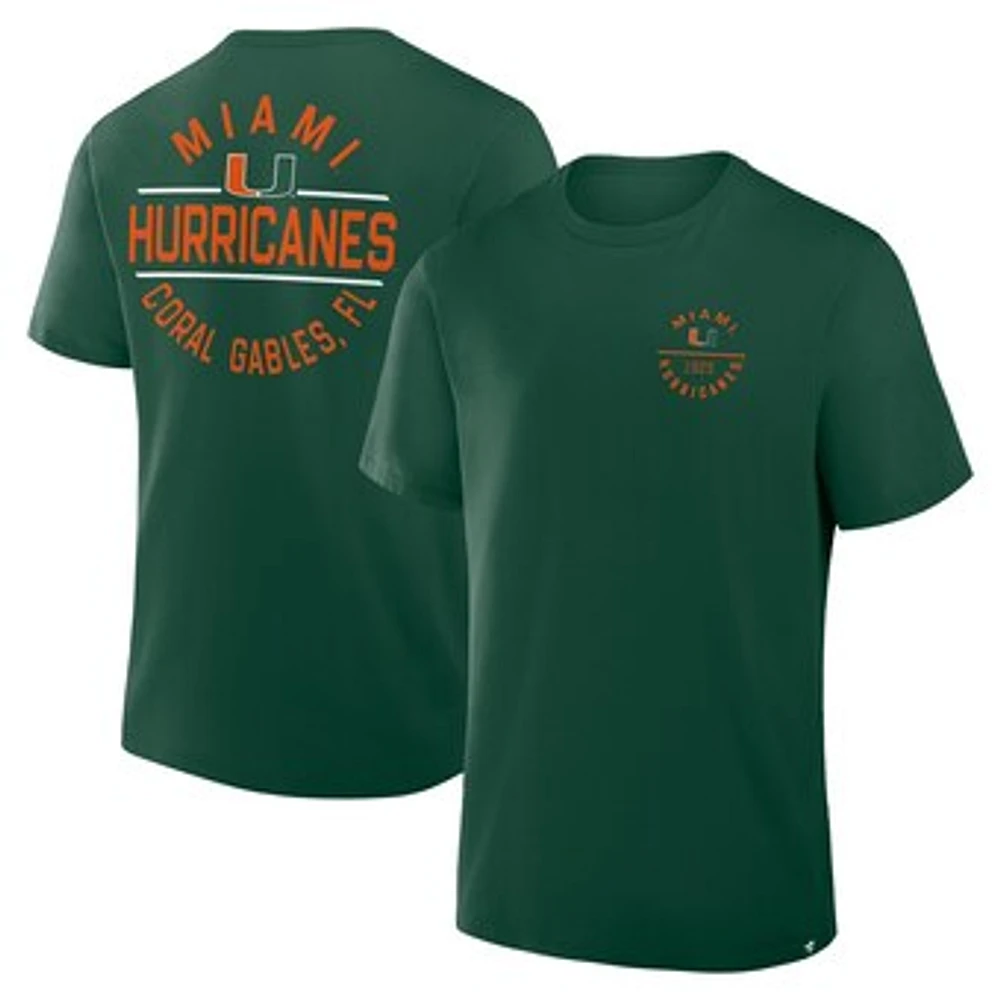 Men's Fanatics  Green Miami Hurricanes Fastbreak T-Shirt