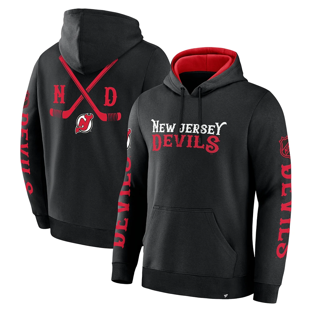 Men's Fanatics Black New Jersey Devils Big City Legacy Fleece Pullover Hoodie