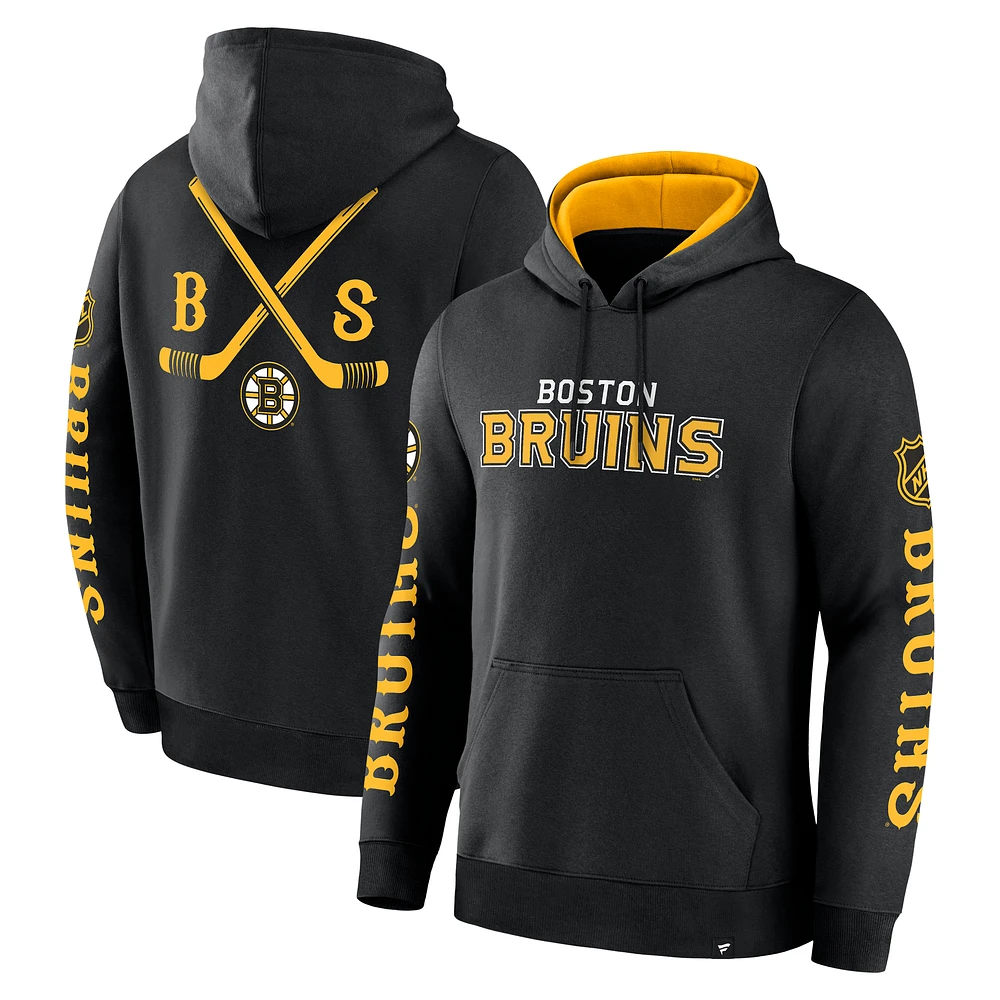 Men's Fanatics Black Boston Bruins Big City Legacy Fleece Pullover Hoodie