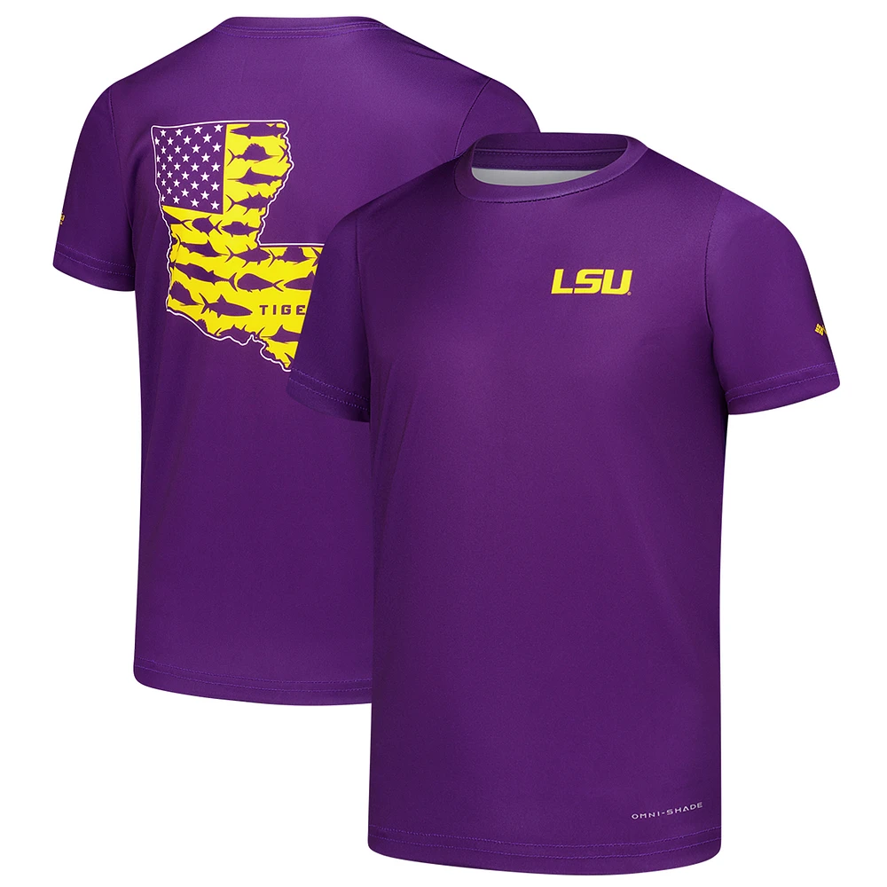 Youth Columbia Purple LSU Tigers Terminal Tackle Omni-Shade T-Shirt