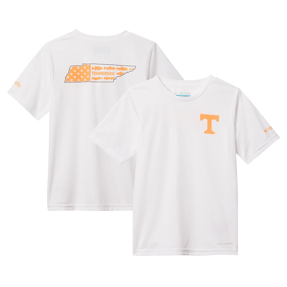 Youth Columbia White Tennessee Volunteers Terminal Tackle Omni-Shade T-Shirt