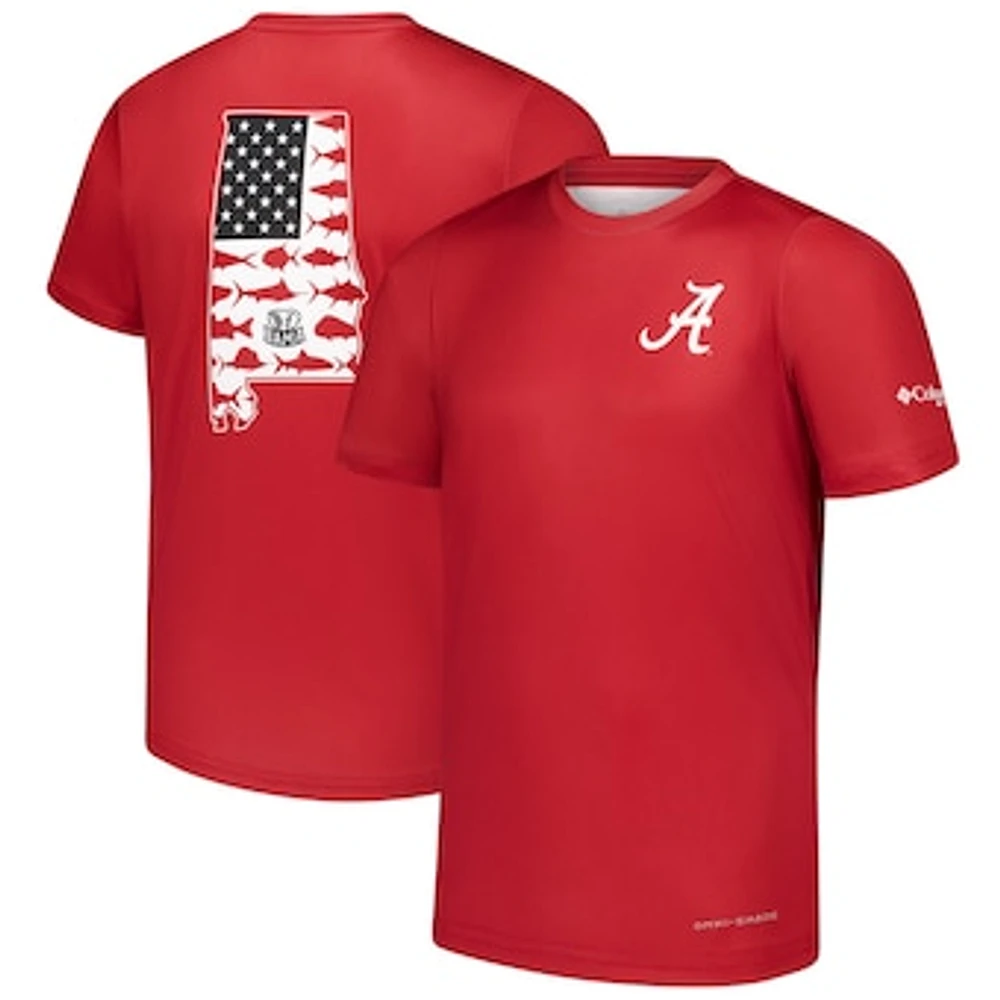 Youth Columbia Crimson Alabama Tide Terminal Tackle Omni-Shade T-Shirt