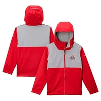 Youth Columbia Scarlet Ohio State Buckeyes Rainy Fields Lined Omni-Tech Full-Zip Hoodie Jacket