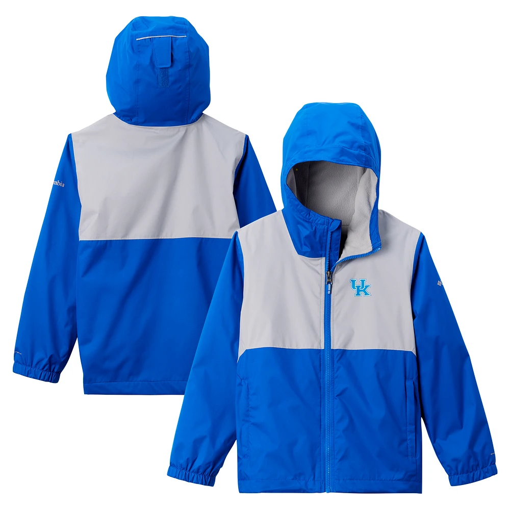 Youth Columbia Royal Kentucky Wildcats Rainy Fields Lined Omni-Tech Full-Zip Hoodie Jacket