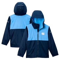 Youth Columbia  Navy North Carolina Tar Heels Rainy Fields Lined Hoodie Full-Zip Jacket