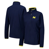 Women's Columbia  Navy Michigan Wolverines Give & Go II Fleece Full-Zip Jacket