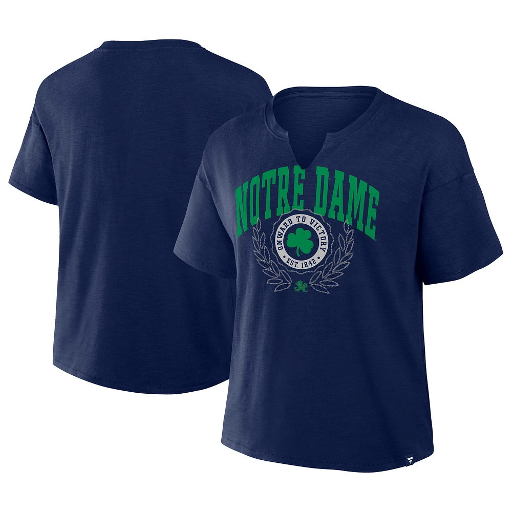 Women's Fanatics Navy Notre Dame Fighting Irish Championship Drive Slub Boxy T-Shirt