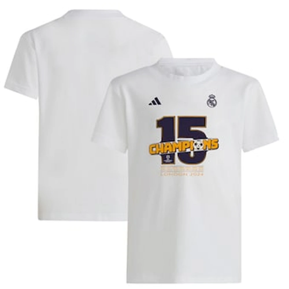 Youth adidas White Real Madrid 2023/24 UEFA Champions League Champions T-Shirt