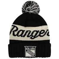 Men's American Needle Black/Cream New York Rangers Adeline Cuffed Knit Hat with Pom