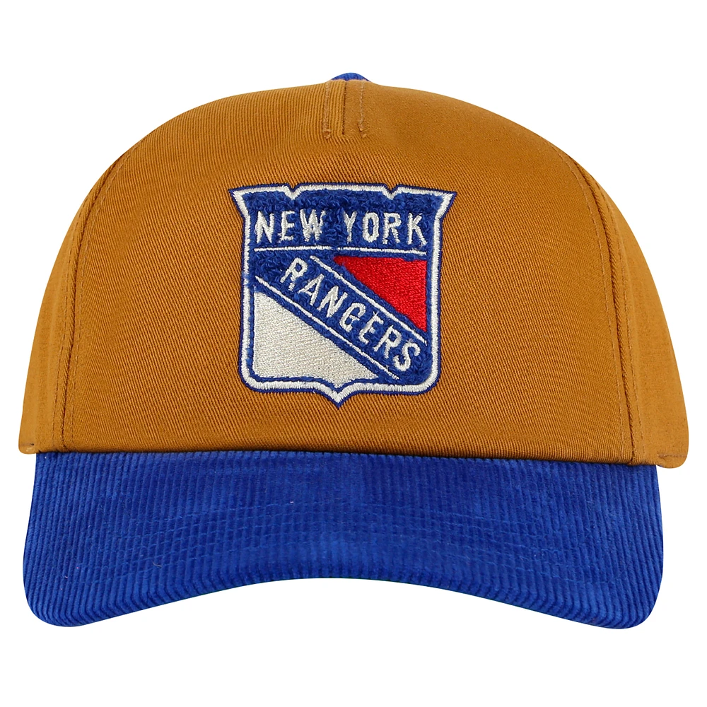 Men's American Needle  Tan/Blue New York Rangers Burnett Adjustable Hat