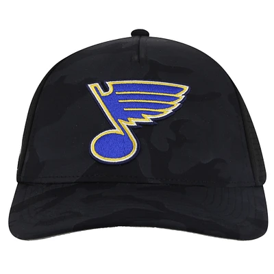 Men's American Needle  Black St. Louis Blues Valin Camo Super Tech Vented Adjustable Hat