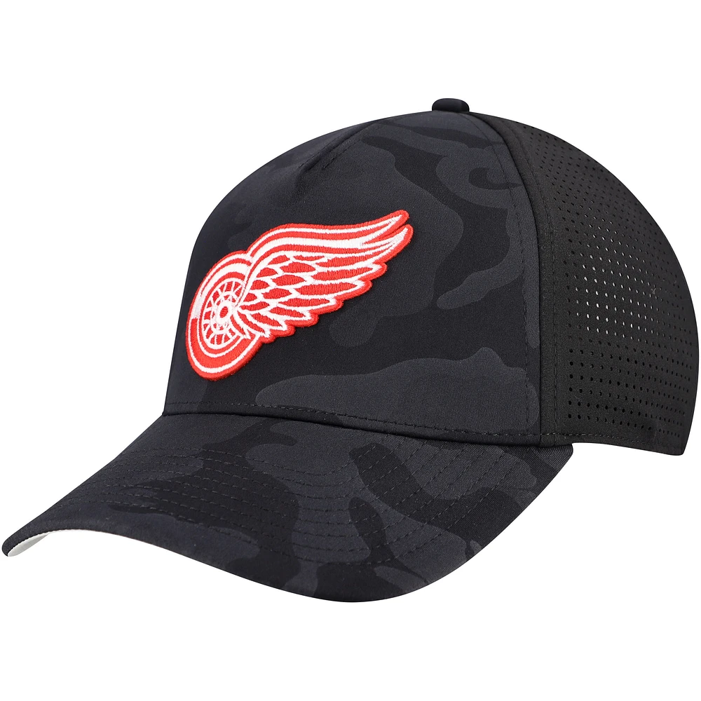 Men's American Needle  Black Detroit Red Wings Valin Camo Super Tech Vented Adjustable Hat