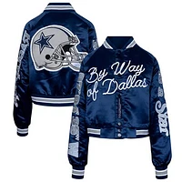 Unisex By Way of Dallas  Navy Dallas Cowboys Cropped Script Full-Snap Jacket