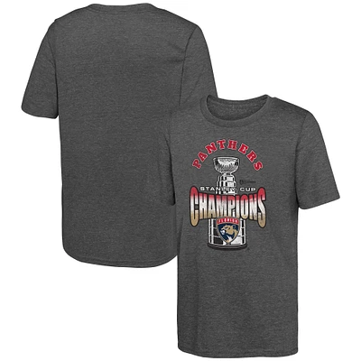 Youth Fanatics  Heather Gray Florida Panthers 2024 Stanley Cup Champions Tri-Blend T-Shirt