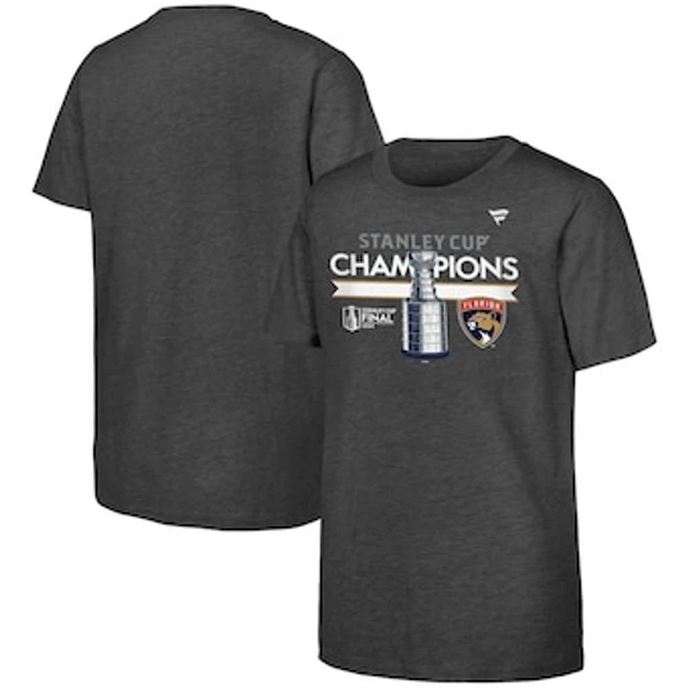 Youth  Heather Charcoal Florida Panthers 2024 Stanley Cup Champions Locker Room T-Shirt