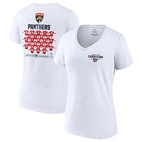 Women's Fanatics  White Florida Panthers 2024 Stanley Cup Champions Plus Jersey Roster V-Neck T-Shirt